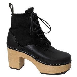 SWEDISH HASBEENS Hippie Lace-Up Leather Booties 37